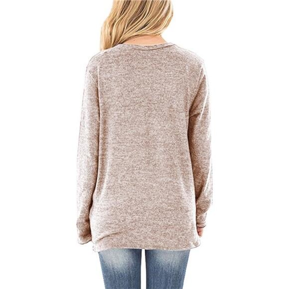 Womens Long Sleeve V-Neck Casual Fall Sweater Tops - Picture 6 of 6